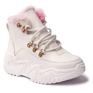 Longwalk Women Mid Top Fur Boot Sweet Schued Trakking Boot for Girl's