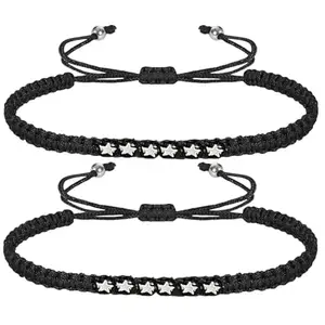 VAMA FASHIONS Adjustable Black Thread Kala Dhaga Protection Drishti Ankle Anklet Six Star Charms Handmade Nazar Nazariya For Women Girl's