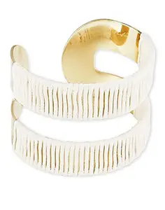 Karatcart Gold Metal White Thread Wrap Cuff Bracelet for Women