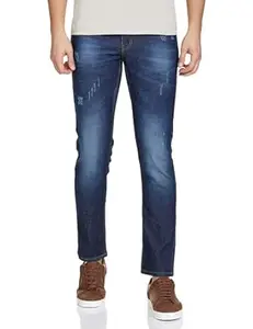 The Indian Garage Co Men Slim Fit Paint Splash Mid-Rise Stretchable Jeans Blue
