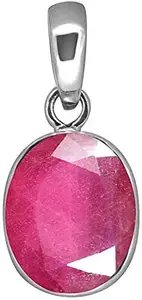 Ruby Pendant/Locket 5.25 Ratti Certified Burma Ruby Astrological Purpose Panchdhatu Silver Plated Pendant Locket for Men and Women (ruby) (RUBY-PENDANT237_Baz)
