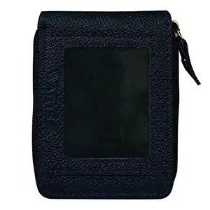 ABYS Genuine Leather RFID Protected Unisex Navy Blue Card Wallet