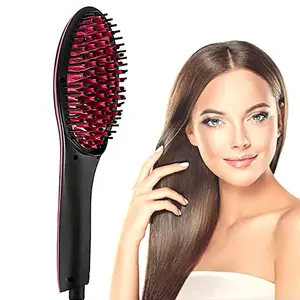 Spefez 2 in 1 Straightening Brush with 3 Heat Levels Fast Ceramic Heating & Anti-Scald & Auto-Off Safe & Easy to Use, Straightening Comb for Travel, Salon at Home, Multicolour