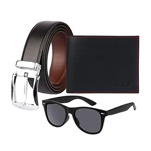 Relish Black Combo Gift for Men Wallet, Belt and Sunglasses
