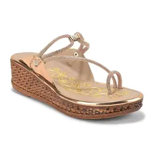 Women's Stylish Wedge Sandals with Rhinestone Embellishment, Rose Gold (Rose Gold, UK Footwear Size System, Adult, Women, Numeric, Medium, 5)