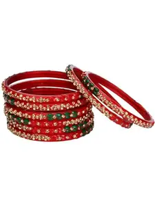 1st Time Stylish Glass Bangle/Kada- Perfect For Party,Wedding, Celebrations And Wedding, Pack Of 8, Red- I63