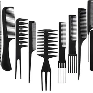 KIRA Professional Hair Combs Salon Styling Tools Comb Set 10 Piece (Black)