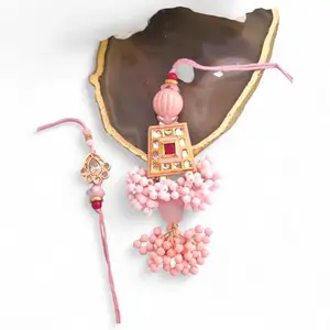 Ideaz unlimited Designer Bhai Bhabhi Rakhi Combo Floral Mint Green Beads & Gold Accents Set | Pack of 2 with 1 Roli Chawal for Rakshabandhan Celebration (ID028)