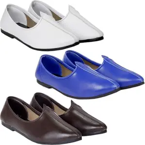 Vitoria Derby Shoes for Men | Shoes for Men with PU Sole | Comfortable & Lightweight |Durable & Trendy Design | Size : 5 | Color : White-Blue-Brown,VTR_3001_WhtBluBrwn_3J_GP_5