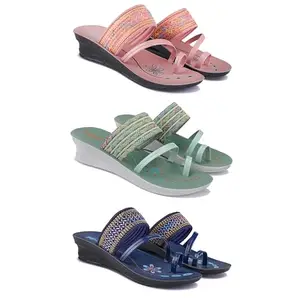 Women's Comfortable Sandal,Casual Lightweight Sandal for Everyday Wear for women's(GR-(COMBO-3)-1950-1948-1953-7)