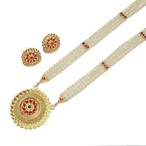 Adhira's Trendy Long Pearl Mala With Tanmani Pendant