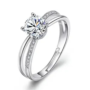 dc jewels Princess Style Sterling Silver Swarovski Crystal Adjustable Women Rings