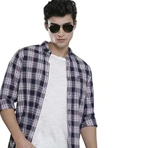 The Indian Garage Co Men Slim Fit Checkered Full Sleeves Spread Collar Casual Shirt
