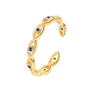 MYKI Classy Evil Eye Ring For Women & Girls (Gold)