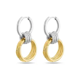 PALMONAS Interlocking Hoop Earrings for Women - Waterproof & Anti Tarnish Earrings, Gift For Women & Girls | Durable, Lightweight, & Comfortable Jewellery for Women