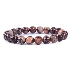LKBEADS Natural African Pink Agate 10mm Round Shape Smooth Cut Beads 75 inch Stretchable Bracelet for Men & Women|STBR_RR_00159_75