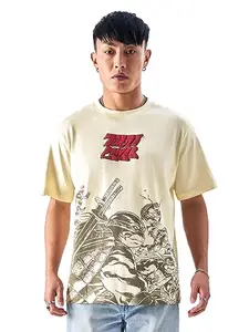 The Souled Store Official TMNT: Turtle Power Men and Boys RegularFit Half Sleeve Graphic Printed Cotton Yellow Color T- Shirt (240346_Yellow)
