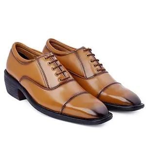 GLOBAL RICH Height Increasing Formal Shoes for Men, Elevate Your Style, Stand Tall and Confident- Tan- 5