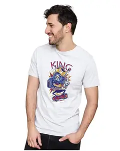 Men's & Women's Regular Fit T-Shirt Just Be Happy - Smile 100% Cotton Unise T-Shirt White|Female5XL(KINGSH08-White 5XL Men GoalLW,)