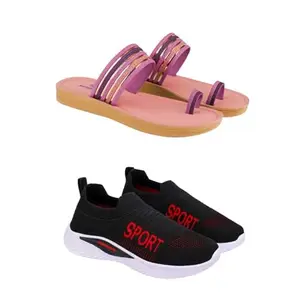 SPORTER Extra Soft Classic Casual wear with Flexibility Technology Heel Combo for Women's/Girl's(6145+7073)(4) Multicolor