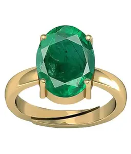 APSLOOSE 7.25 Ratti 6.00 Carat Certified Natural Emerald Panna Panchdhatu Adjustable Rashi Ratan Gold Plating Ring for Astrological Purpose Men & Women