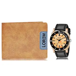 LOREM LOREM Combo of Men Watch & Artificial Leather Wallet-FZ-WL11-LR52