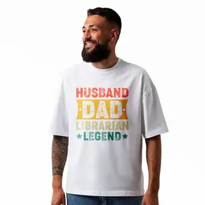 Seek Buy Love Oversized Men's T-Shirt Husband Dad Librarian Legend Graphic Tee Gift (Large, White)
