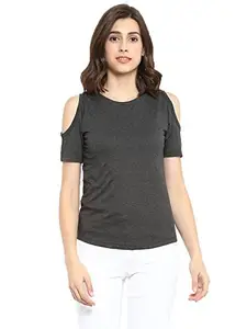 Ap'pulse Women's Solid Regular Fit Tshirt (AP-WN-RN-SS-COLDSHLDR-429_Andhra Melange XX-Large)