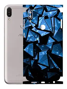 AtOdds - Compatible for Asus Zenfone Max Pro M1 - Mobile Back Skin Rear Screen Guard Protector Film Wrap (Coverage - Back+Camera+Sides) (Blue Crystal)