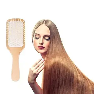 VEDHAK Wooden Hair Comb Healthy Bamboo Bristles for Massaging Paddle Cushion Hair Loss Massage Brush for natural Detangle Anti Static Hairbrush for Thin, Long, Curly Hair & Hair Growth use for men & women.
