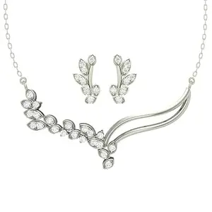 Clara 925 Sterling Silver Rhodium Plated Freya Pendant Earring Necklace Set With Chain Gift for Women and Girls