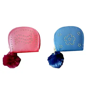 Sarang Gifts Women Mini Wallet with Pom Pom Combo