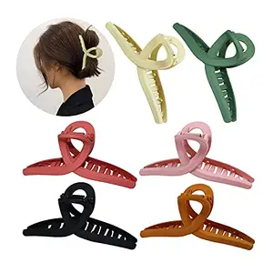 Hair Claw Clips for Women, Strong Hold Matte Hair Claw Clips for Thick Hair, Fashion Hair Styling Accessories for Girls, Large Hair Clips for Women Thick Hair (Pattern Butter Fly Claw) (Pack of 8)