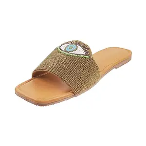 Metro Womens Synthetic Antic Gold Slippers (Size (7 UK (40 EU))