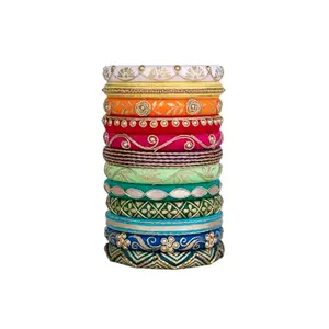 TaashaCraft Anika Cotton Thread Bangles Set, Handmade Cotton Dori Bangle Set for Women & Girls Size 2.8 Set of (12 Bangles)