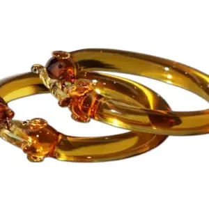 The Golden Cascade Golden Elephant Design Glass Kada for Women | Fancy Glass Kada for Girls & Ladies (Hathi) (Golden, 2.8)