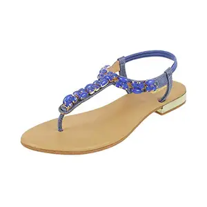 Mochi Womens Synthetic Blue Sandals (Size (4 UK (37 EU))