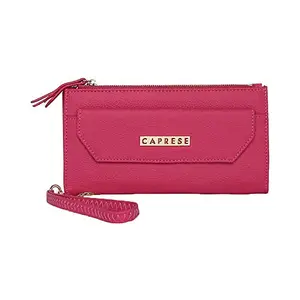 Caprese Mia Zipper Closure Faux Leather Women's Casual Wallet (Pink, Large)