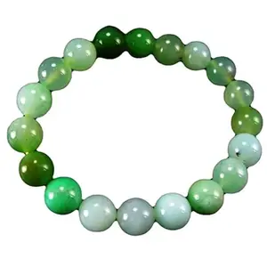 RRJEWELZ 10mm Natural Gemstone Chrysoprase Round shape Smooth cut beads 7.5 inch stretchable bracelet for men. | STBR_RR_M_02731