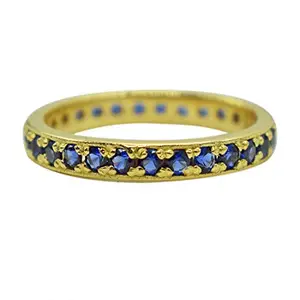 AZURFA Blue Sapphire Gemstone 925 Sterling Silver Gold Plated Eternity Band Ring, Perfect Valentines gift for Her, 6 Months Warranty & Authenticity Certificate -26