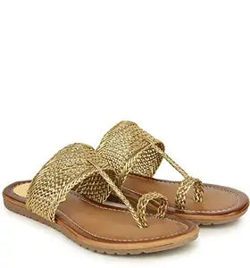 Shoetopia Girls Gold Stylish Trending Flats-EU39