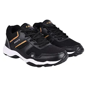 Lancer INDUS-269BLK-MST Men's Black/Yellow Sports & Outdoor Running Shoes
