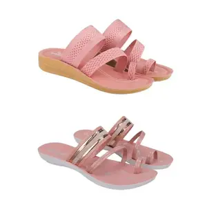 ZENWEAR Extra Soft Classic Casual wear with Flexibility Technology Heel Combo for Women's/Girl's(6142+1944)(8) Multicolor