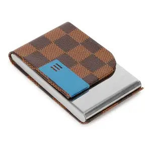 BULLFINCH Leather & Stainless Steel Business Card Holder Wallet Credit Card Holder with Magnetic Shut for Men & Women (Brown)