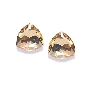 Jewels Galaxy Exclusive Sparkling Beige Geometrical Crystal Contemporary Stud Earrings Jewellery For Women & Girls (FMYN-ERG-9819)