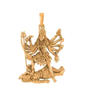 AKSHAT SAPPHIRE 925 Sterling Silver 22k Gold Plated Goddess Kali Maa Pendant (Big Size) Maa Kali Locket for Men and Women