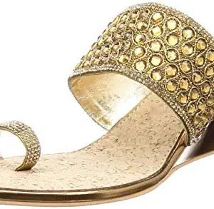 Max Women Gold Fashion Sandals-3 UK (36 EU) (Ethnic)