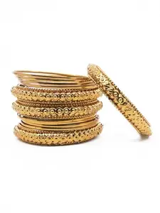 Griiham Fancy Mehendi Gold Plated Set of 12 Bangles (2.4)