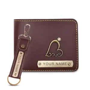 The Wallet Store Personalized Leather Mens Wallet & Customized Keychain Unique Birthday & Anniversary Gift Set for Men (Brown)
