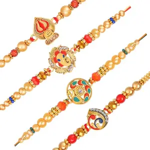 De Marquis 4 Rakhi Set, 1 Roli-Chawal Pack, 1 Greeting Card for Brother/Bhai/Bhaiya/Bhabhi/Kids (HAPPY RAKSHA BANDHAN)
